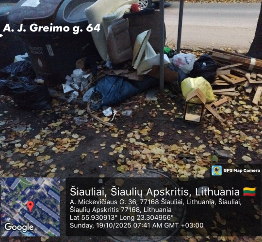 Šiaulių miesto savivaldybė skelbia 2025 m. spalio mėnesio netvarkingiausias komunalinių atliekų konteinerių aikšteles