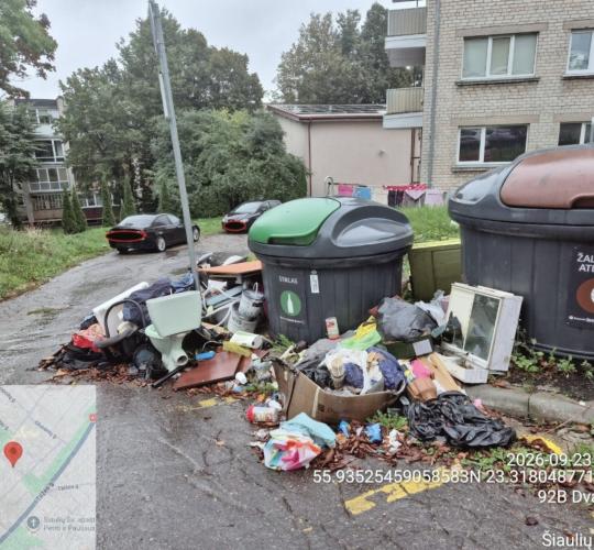 Šiaulių miesto savivaldybė skelbia 2026 m. rugsėjo mėnesio netvarkingiausias komunalinių atliekų konteinerių aikšteles