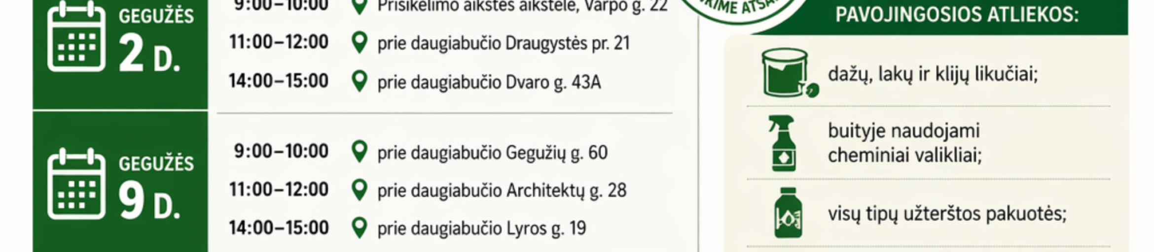 2026 m. gegužės mėnesį Šiaulių mieste vyks pavojingųjų atliekų surinkimo akcija!