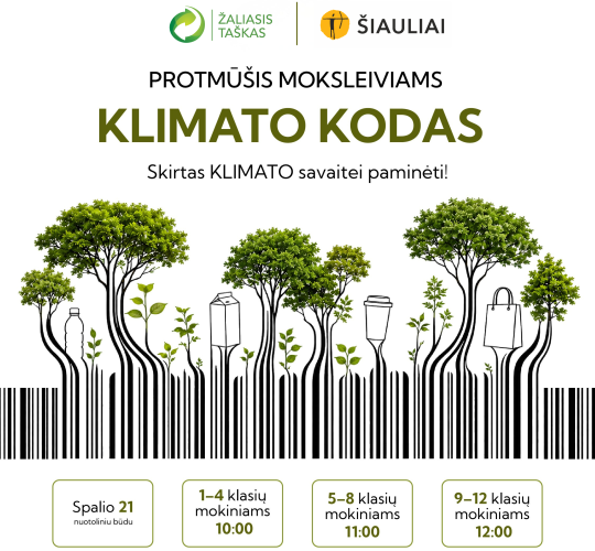 Kviečiame dalyvauti nemokamame aplinkosauginiame protmūšyje „Klimato kodas“