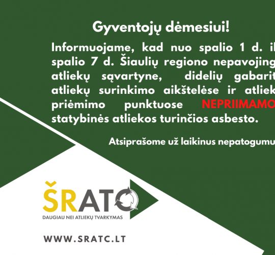 Gyventojų Dėmesiui!